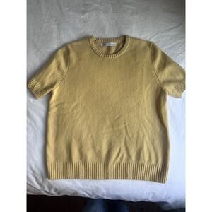 Zara 100% Wool Short Sleeve Sweater Mustard Medium